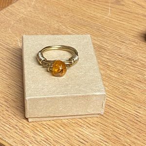 Gold wire ring with brown stone